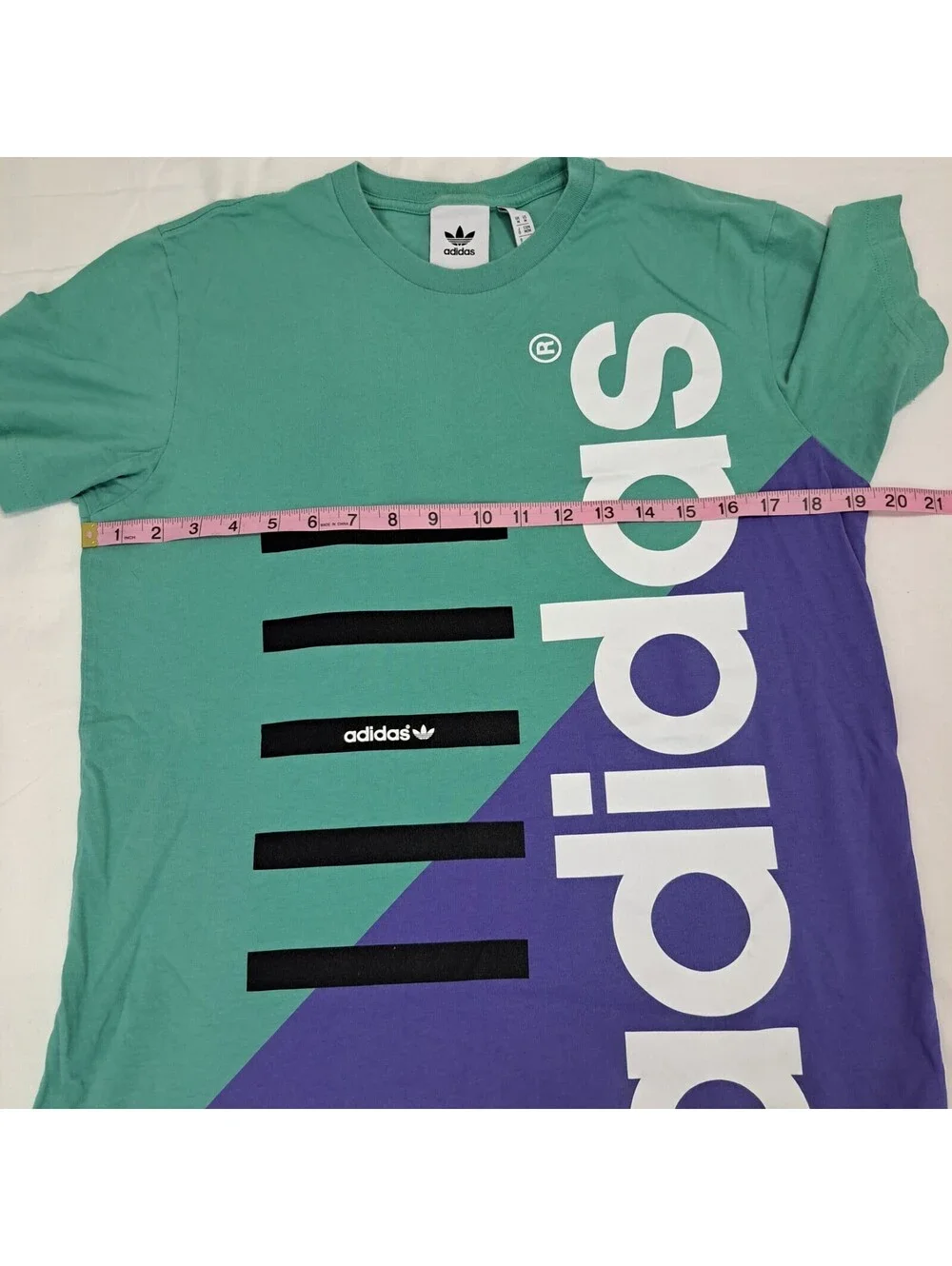 Adidas Originals Retro Geometric T Shirt Mens Sz M Teal Purple Blokecore Sporty